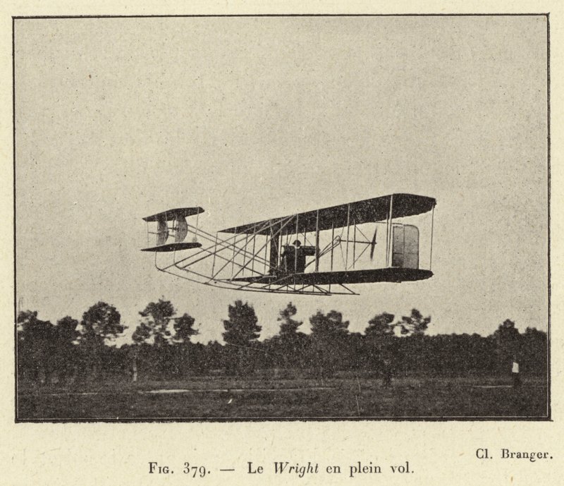 Le Wright en plein vol (gravura) de French School