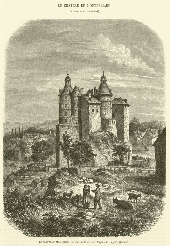 O castelo de Montbeliard (gravura) de French School