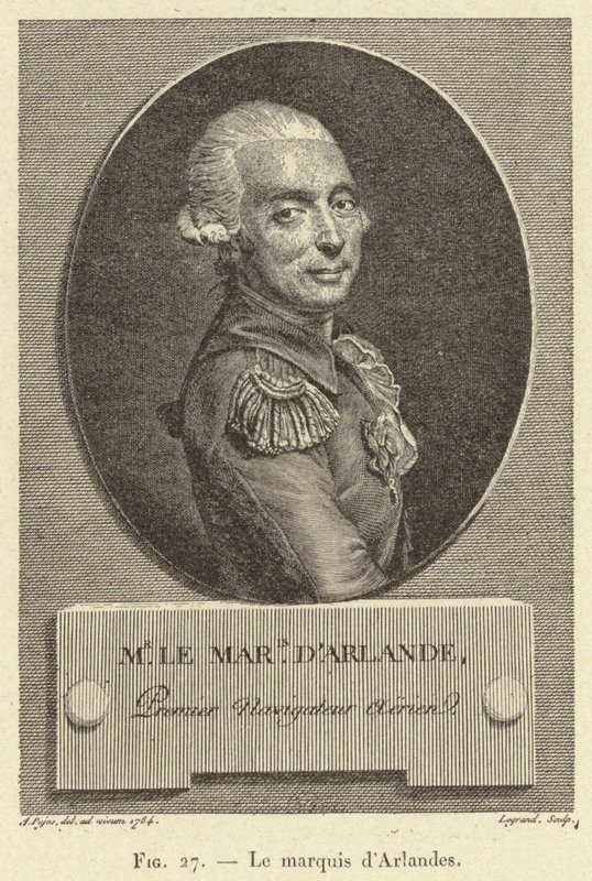 O Marquês de Arlandes (gravura) de French School