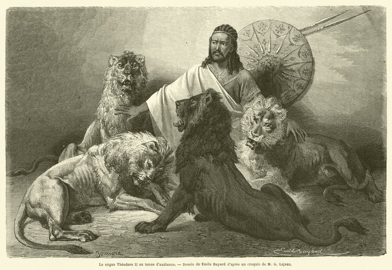Negus Theodore II em vestido de tribunal (gravura) de French School
