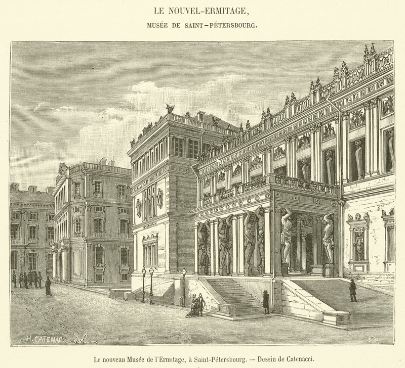 O novo Museu Hermitage em São Petersburgo (gravura) de French School
