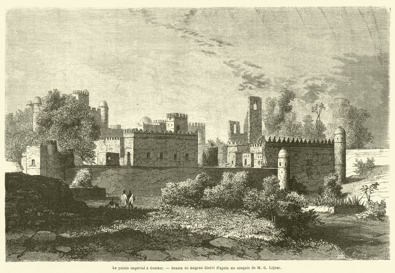 Le palais imperial a Gondar (engraving) de French School