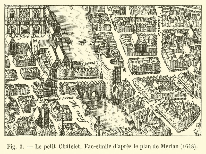 O pequeno Chatelet, Fac-símile após o plano de Merian, 1648 de French School