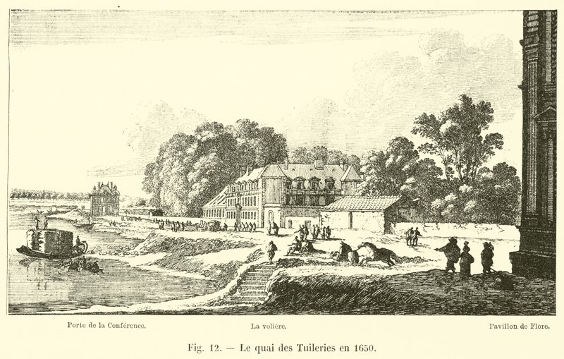 O Quai des Tuileries em 1650 de French School