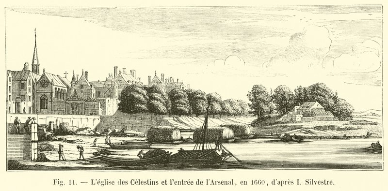 A Igreja dos Celestinos e a entrada do Arsenal, em 1660, de I Silvestre de French School