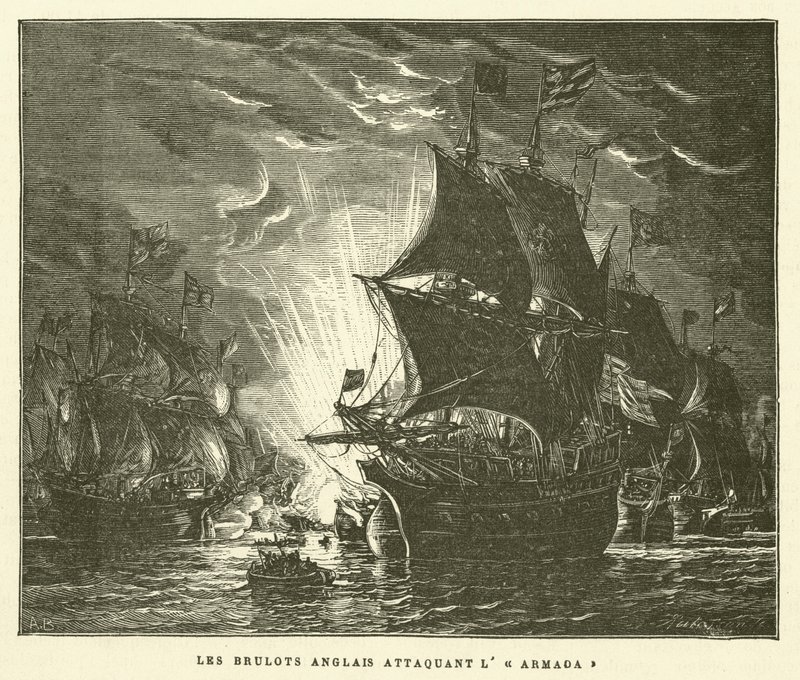 The English Bullets Attacking The Armada (gravura) de French School