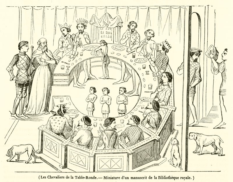 Os Cavaleiros da Távola Redonda, Miniatura de um manuscrito da Biblioteca Real (gravura) de French School
