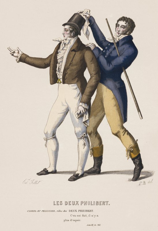The Two Philiberts, Act III, Sc VIII (gravura a cores) de French School