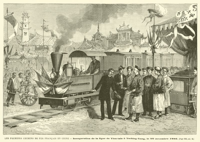 As primeiras ferrovias francesas na China (gravura) de French School