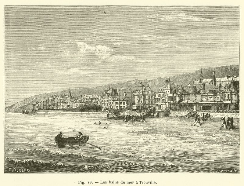 Banhos de mar em Trouville (gravura) de French School