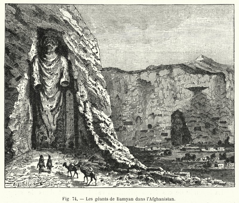Os Bamyan Giants no Afeganistão (gravura) de French School