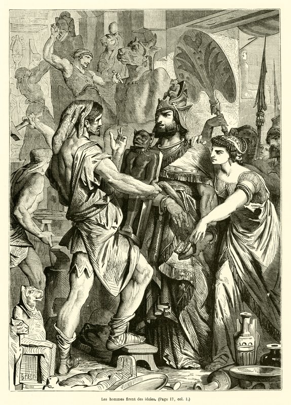 Homens fizeram ídolos (gravura) de French School