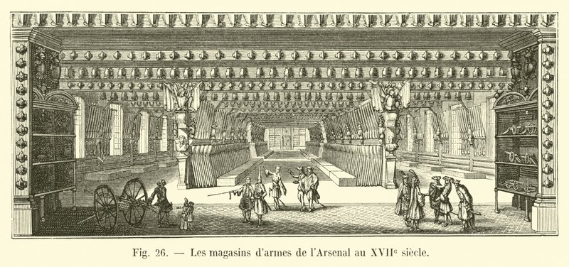 Armazéns de arsenal no século XVII de French School