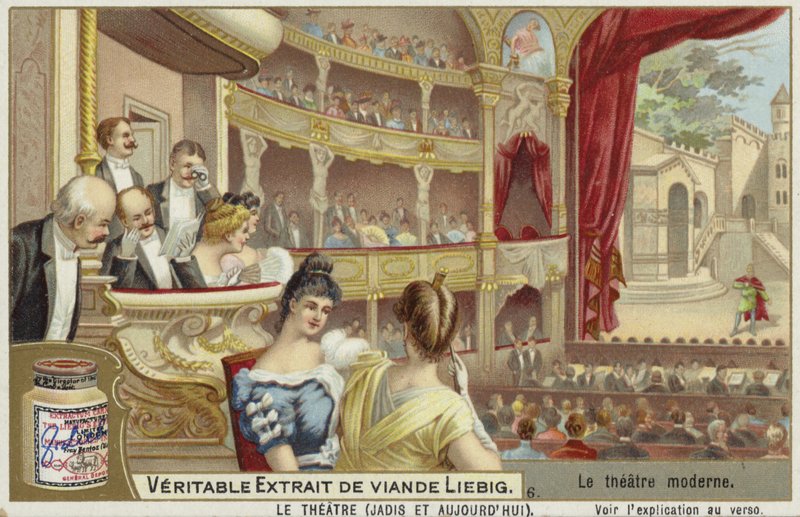 Cartão Liebig com um moderno teatro de French School
