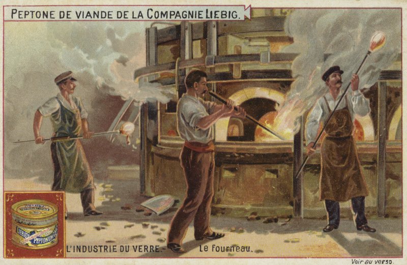 Cartão Liebig com a indústria do vidro de French School