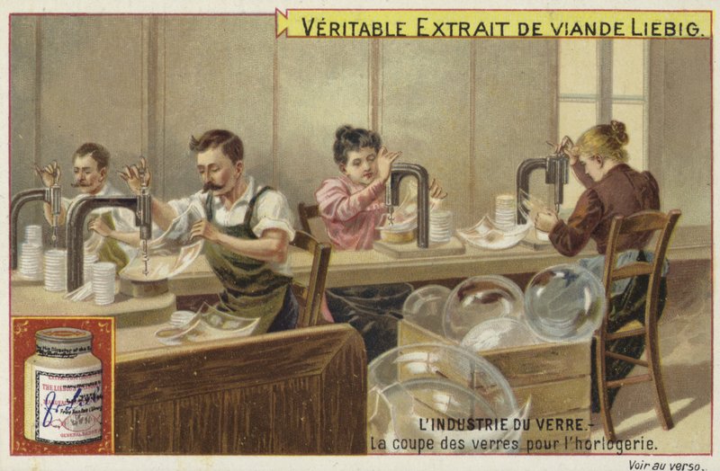 Cartão Liebig com a indústria do vidro de French School