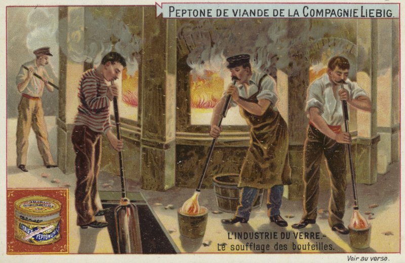 Cartão Liebig com a indústria do vidro de French School