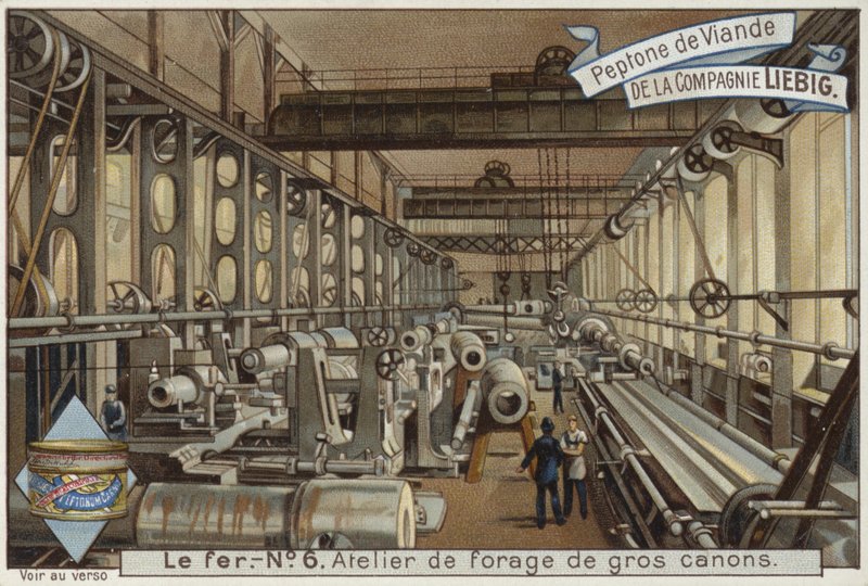 Cartão Liebig apresentando a indústria siderúrgica de French School