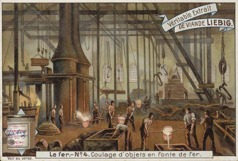 Cartão Liebig apresentando a indústria siderúrgica de French School