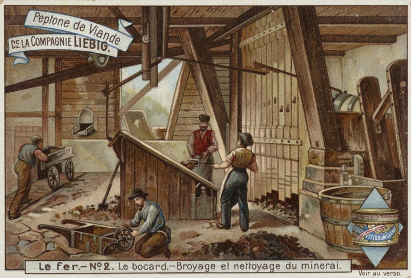 Cartão Liebig apresentando a indústria siderúrgica de French School