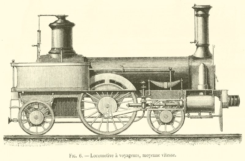 Locomotiva de passageiros, velocidade média (gravura) de French School