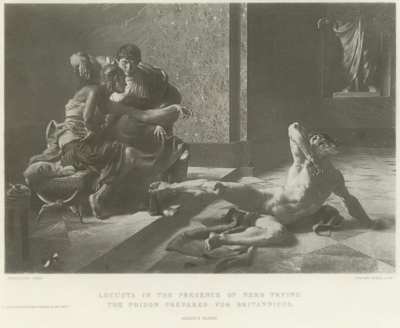 Locusta na presença de Nero experimentando o veneno preparado para Britannicus (gravura) de French School