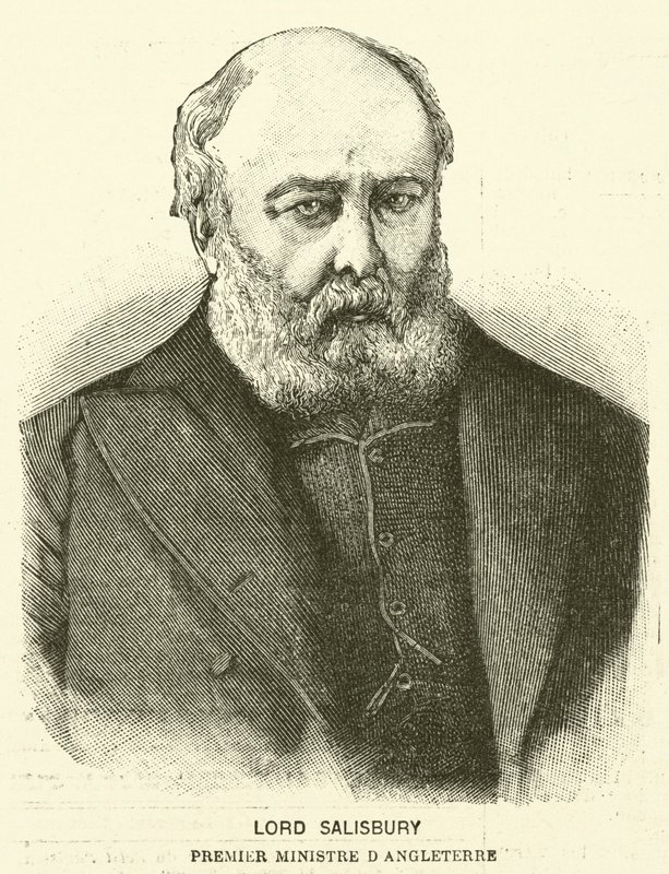 Lord Salisbury, primeiro-ministro britânico (gravura) de French School
