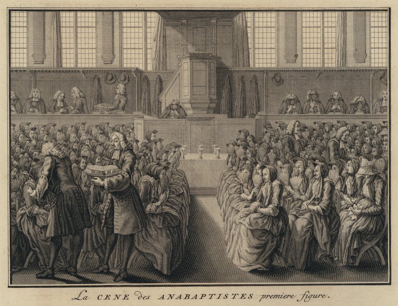 Ceia do Senhor em uma igreja anabaptista (gravura) de French School