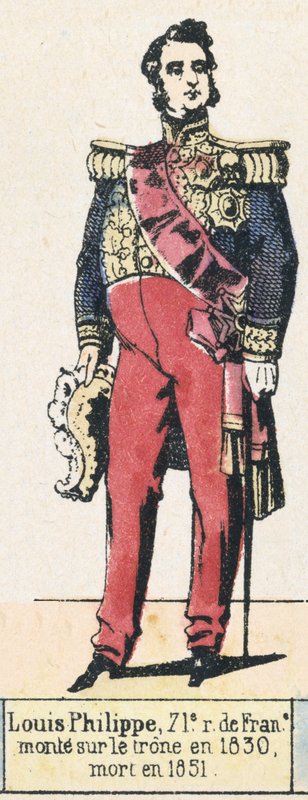 Louis-Philippe, 71º rei da França, ascendeu ao trono em 1830, morreu em 1851 (gravura colorida) de French School