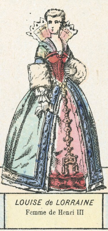Louise de Lorraine, Esposa de Henrique III (gravura a cores) de French School