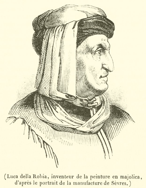 Luca della Robia, inventor da pintura majolica (gravura) de French School