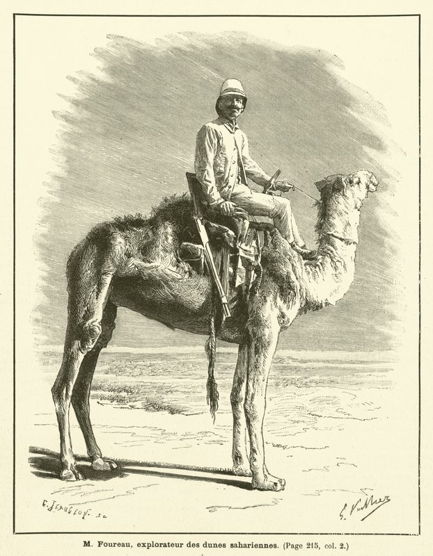 M Foureau, explorador das dunas do Saara (gravura) de French School