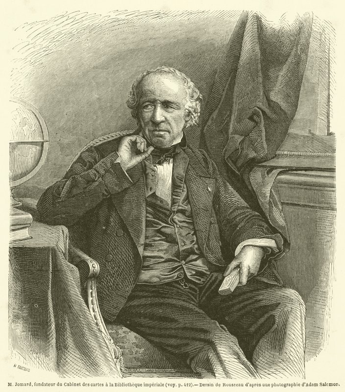 M Jomard, fundador do Cabinet des cartes na Bibliotheque imperiale (gravura) de French School