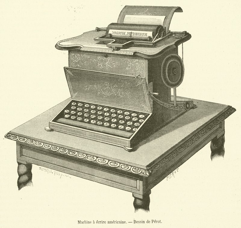 Máquina de escrever americana (gravura) de French School