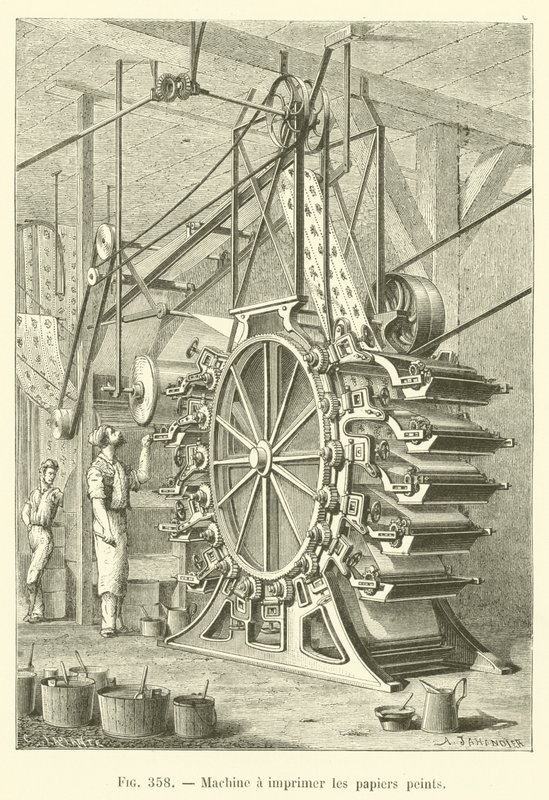 Máquina de impressão de papel de parede (gravura) de French School