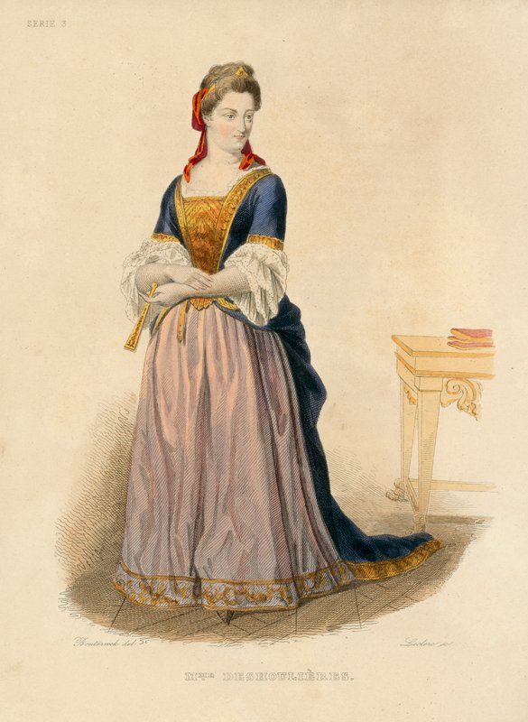 Madame Deshoulieres (gravura colorida) de French School