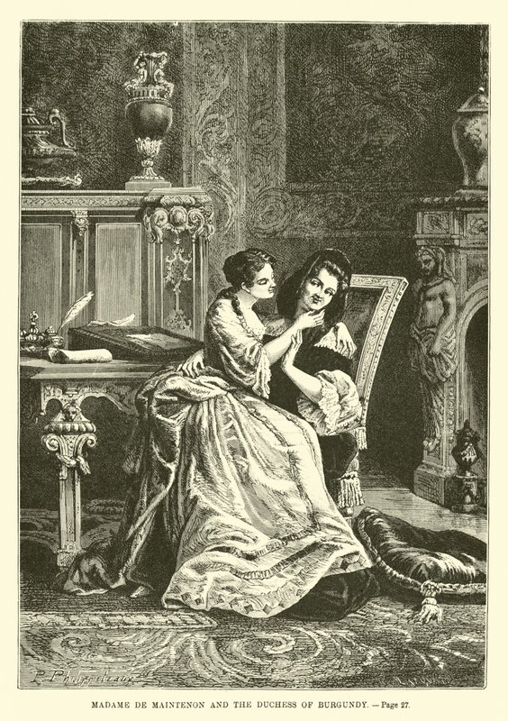 Madame de Maintenon e a duquesa da Borgonha de French School