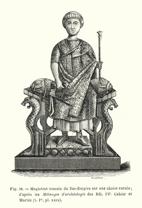 Magistrado Romano do Império Inferior em uma cadeira de curule; das Melanges d
