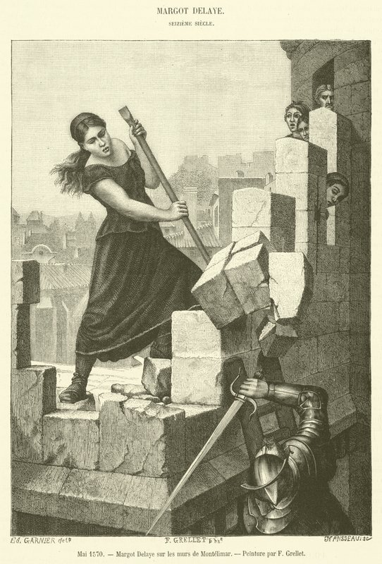Maio 1570, Margot Delaye nas paredes de Montelimar (gravura) de French School