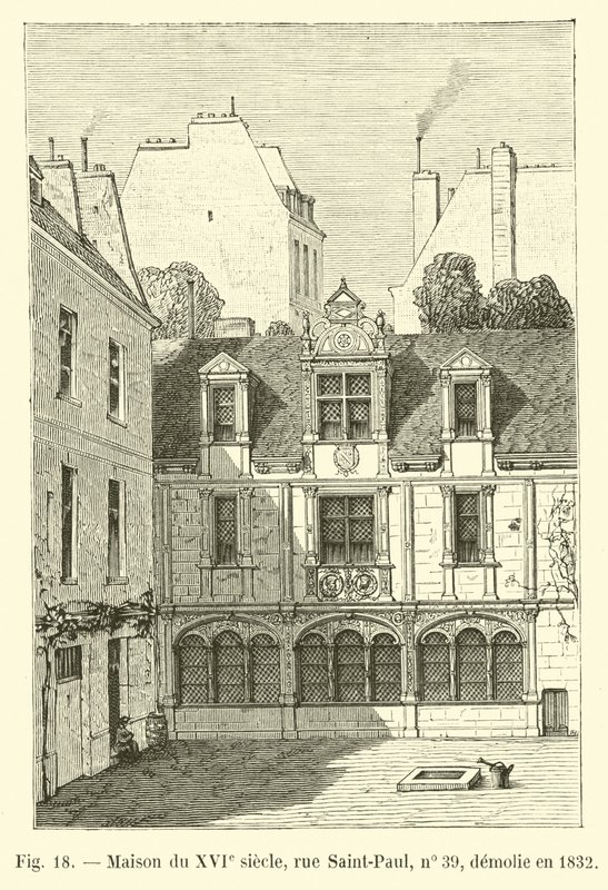 Casa do século XVI, rue Saint-Paul, nº 39, demolida em 1832 de French School
