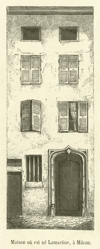 Casa onde nasceu Lamartine, em Macon (gravura) de French School