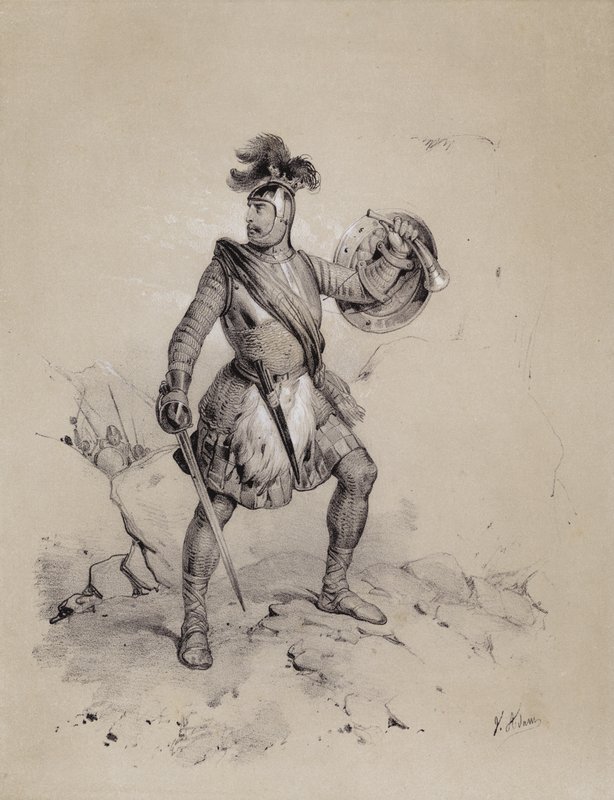 Malcolm I, Rei da Escócia, 944 (litho) de French School