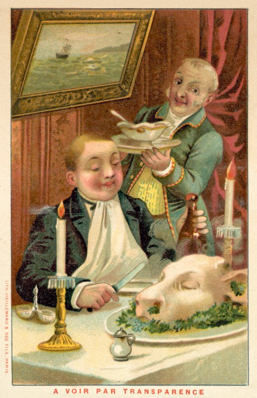 Homem a jantar (chromolitho) de French School