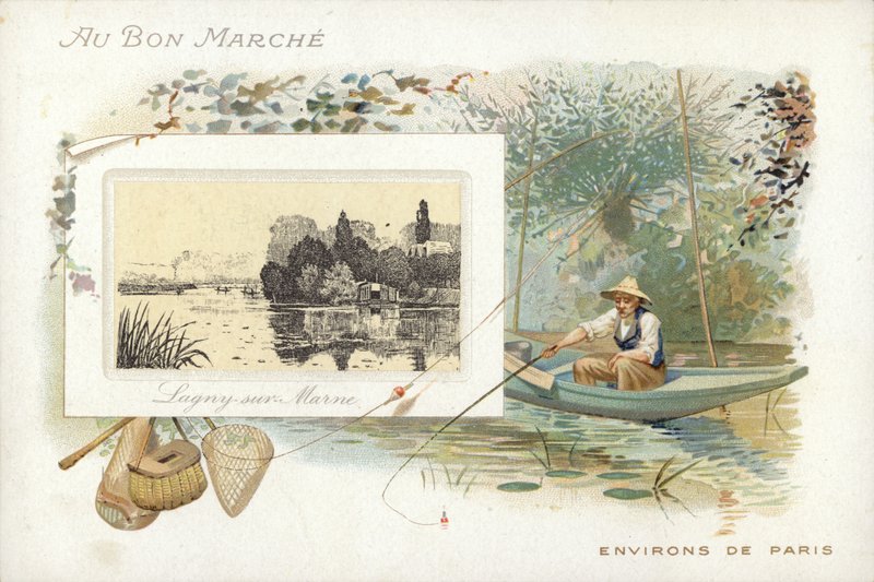 Homem, pesca, ligado, lago de French School