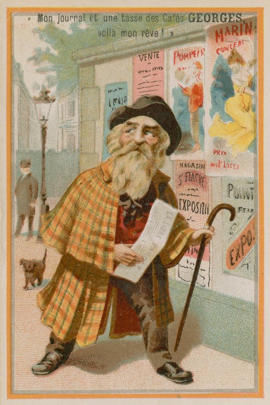 Homem, segurando, jornal de French School