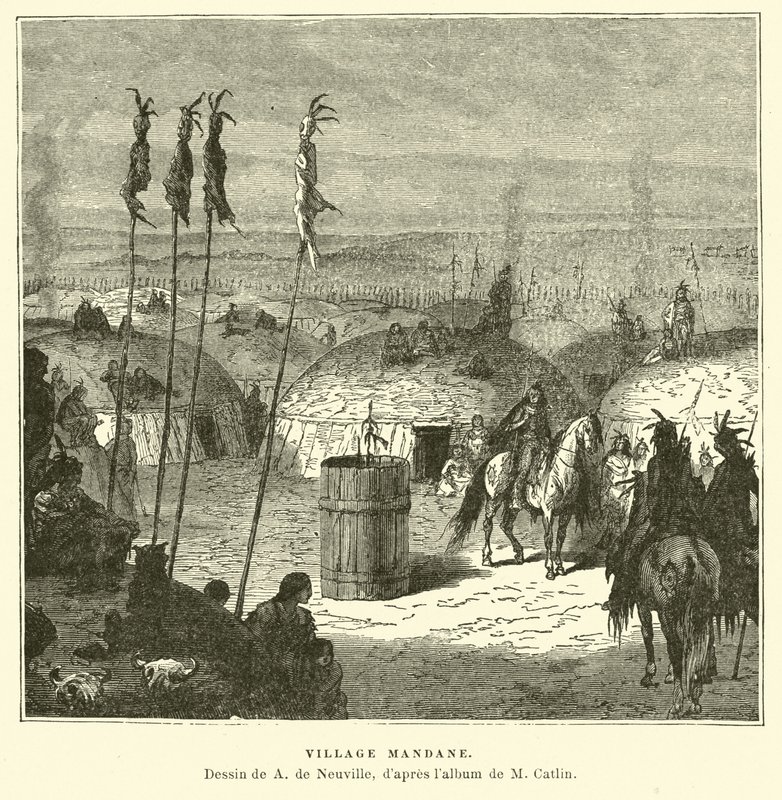 Mandan village, América do Norte de French School