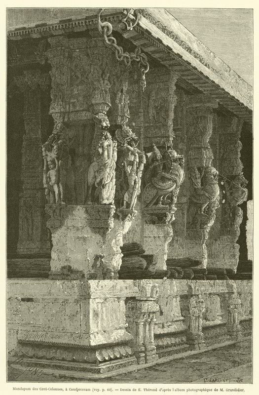 Mandapam des Cent-Colonnes, a Condjeveram (gravura) de French School