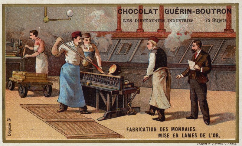 Fabricação de moedas (chromolitho) de French School