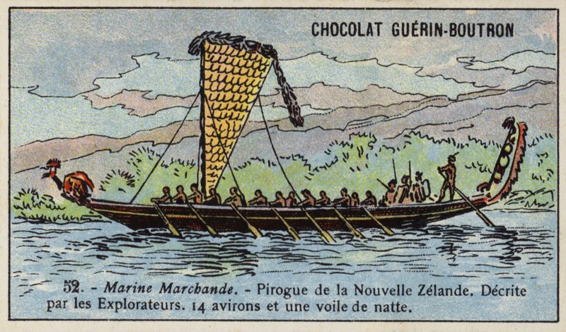 Canoagem Maori, Nova Zelândia (chromolitho) de French School