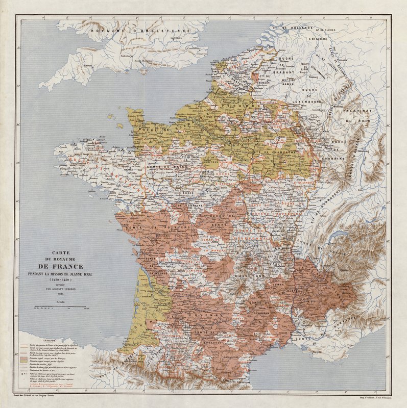 Mapa da França na época de Joana d
